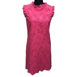 Kate Spade Eyelet Butterfly Shift Lace Dress Size 2 Pink‎ Ruffle Casual Preppy